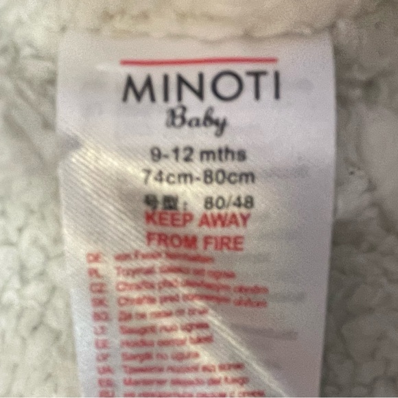 Minoti • baby fleece lined cotton cardigan sweater buttons hood ears • 9 months - Picture 6 of 8